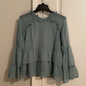 Long sleeved teal blouse
